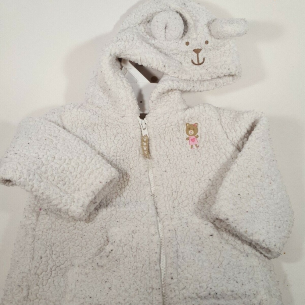 Carter's Bear Hooded Fleece Zip Front Jacket Size 6M